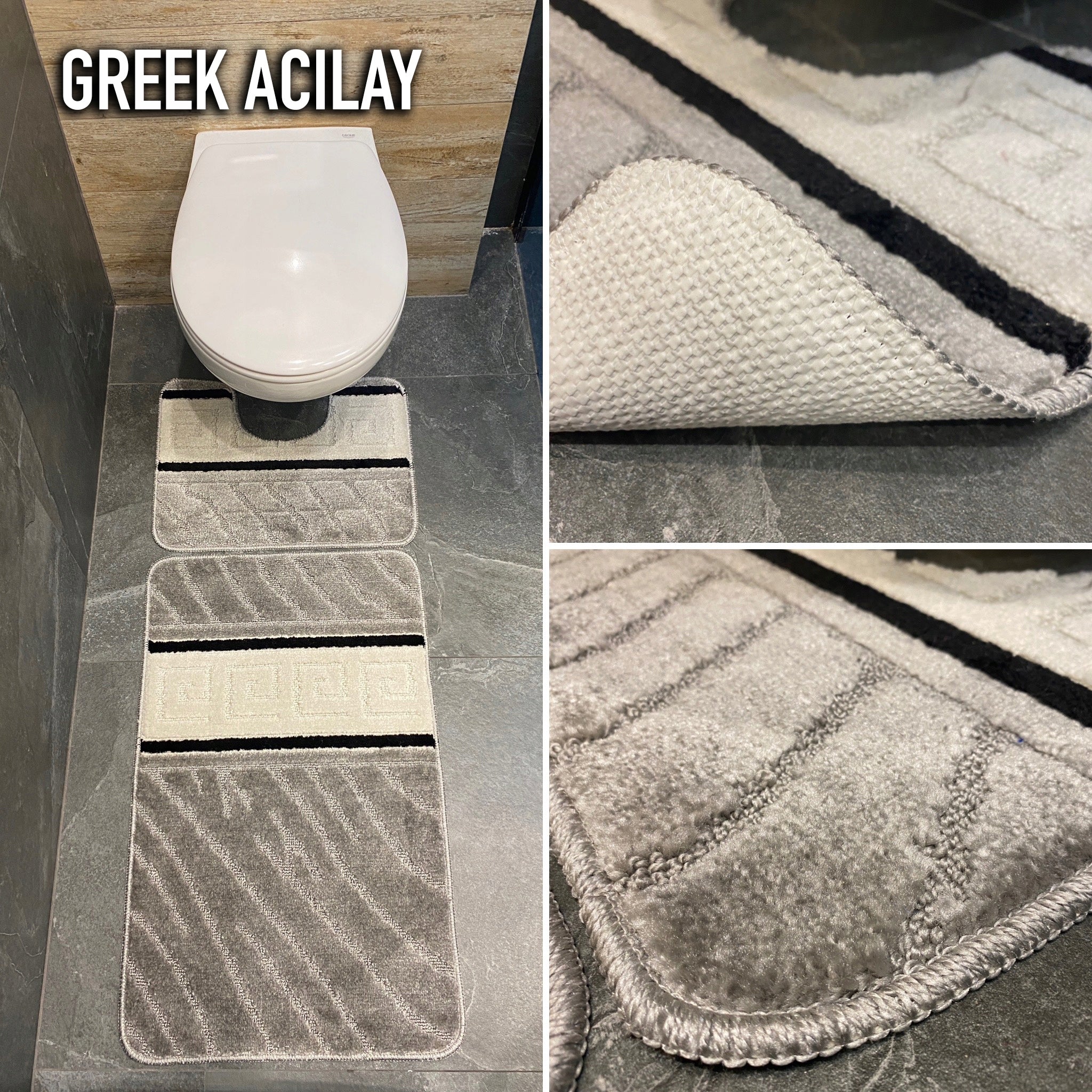Two-piece soft bathroom rugs, fashionable mix Thickness 12 mm