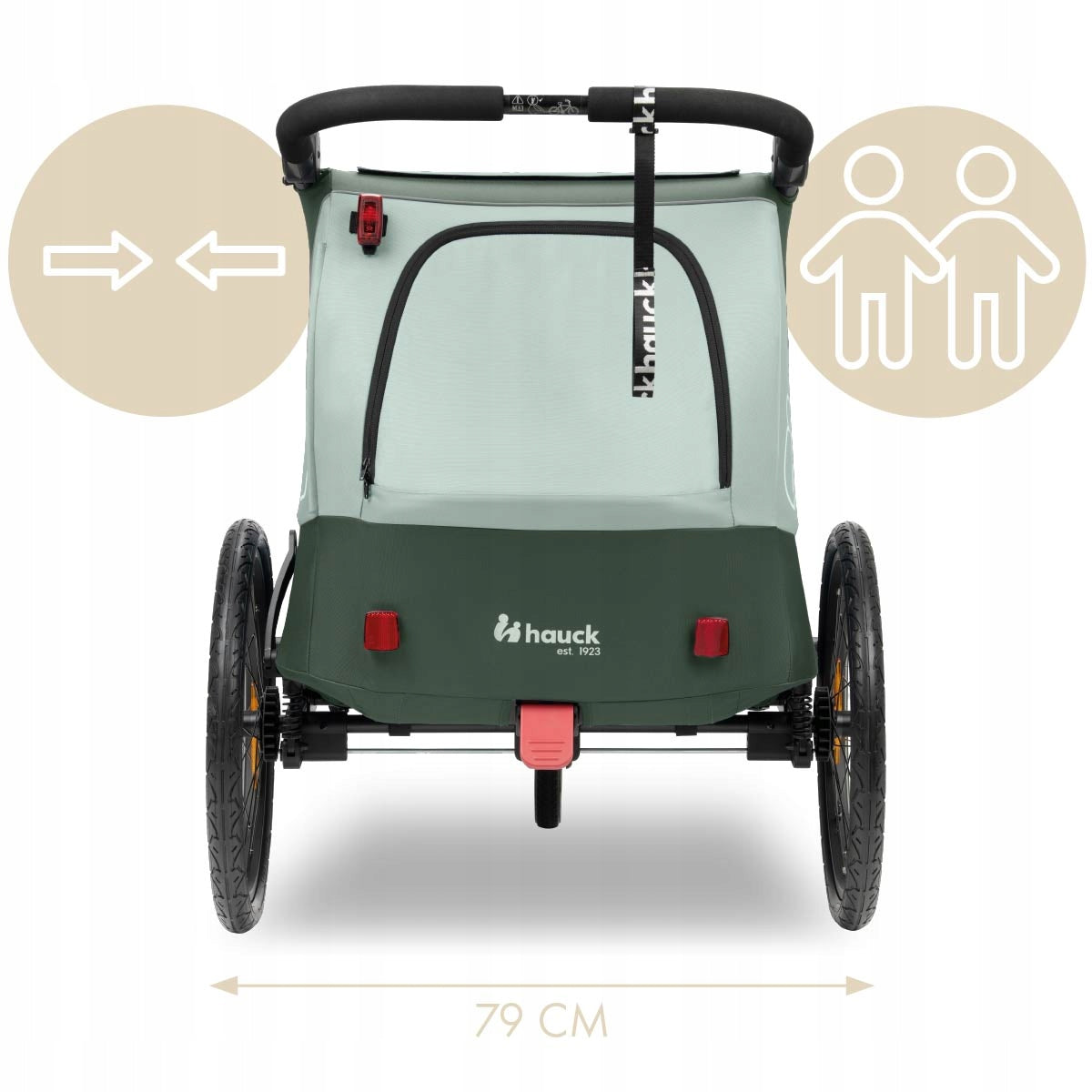 Two-seater bicycle trailer solid Hauck Dryk Duo Plus Dark Green Brand Hauck