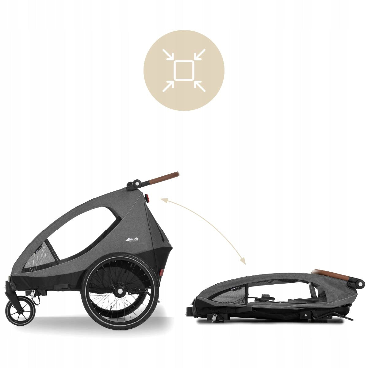 Two-seater bicycle trailer solid Hauck Dryk Duo stroller Melange Grey Brand Hauck