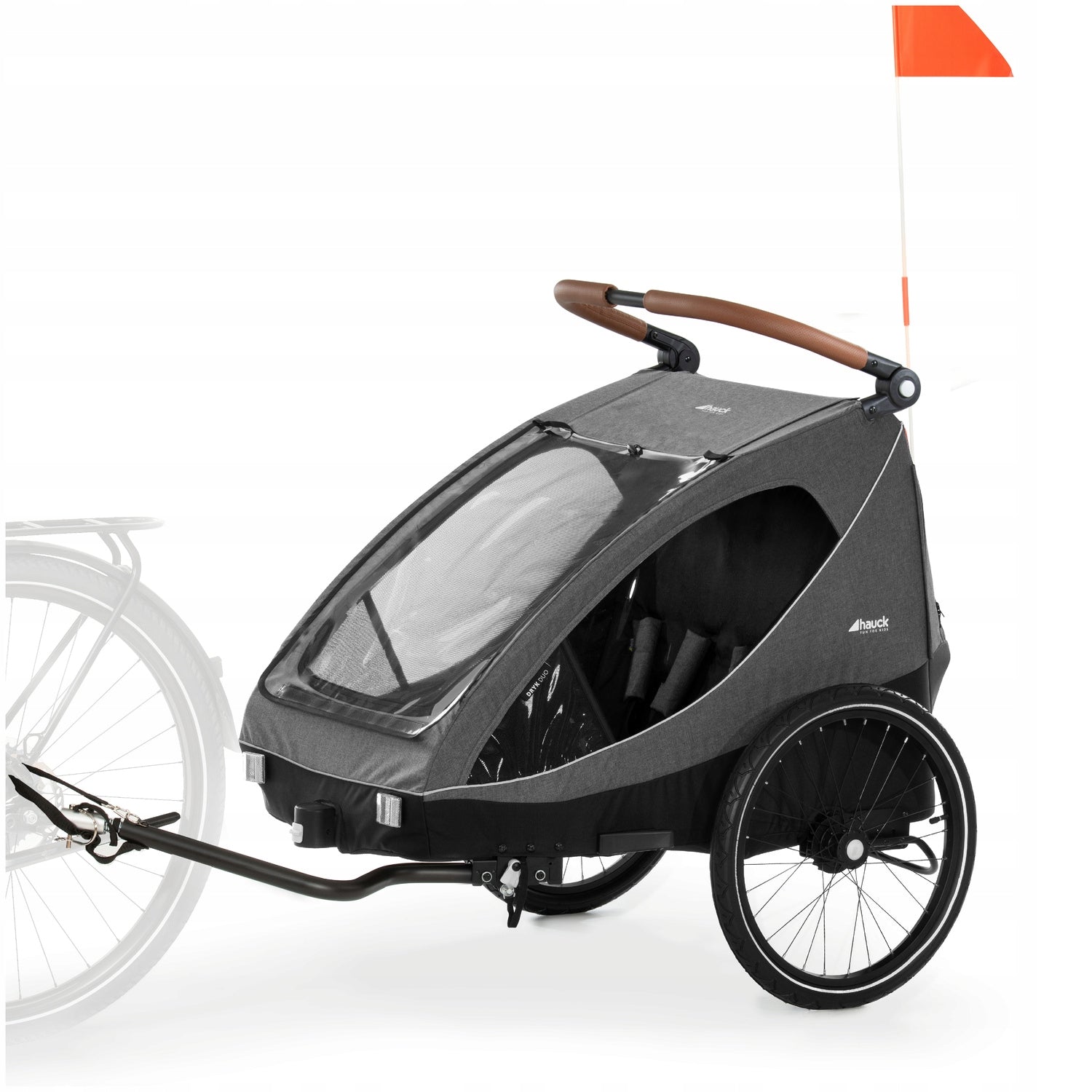 Two-seater bicycle trailer solid Hauck Dryk Duo stroller Melange Grey