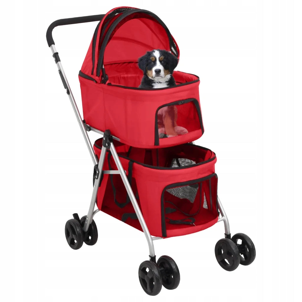 Two-storey folding dog stroller, red, 83x48x97 cm Manufacturer code 172206