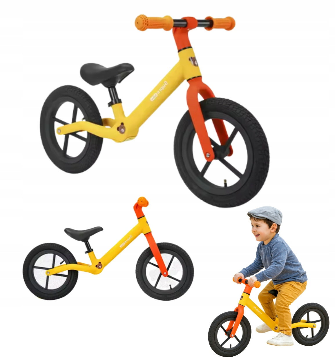 Two-wheeled balance bike for children light for gift yellow