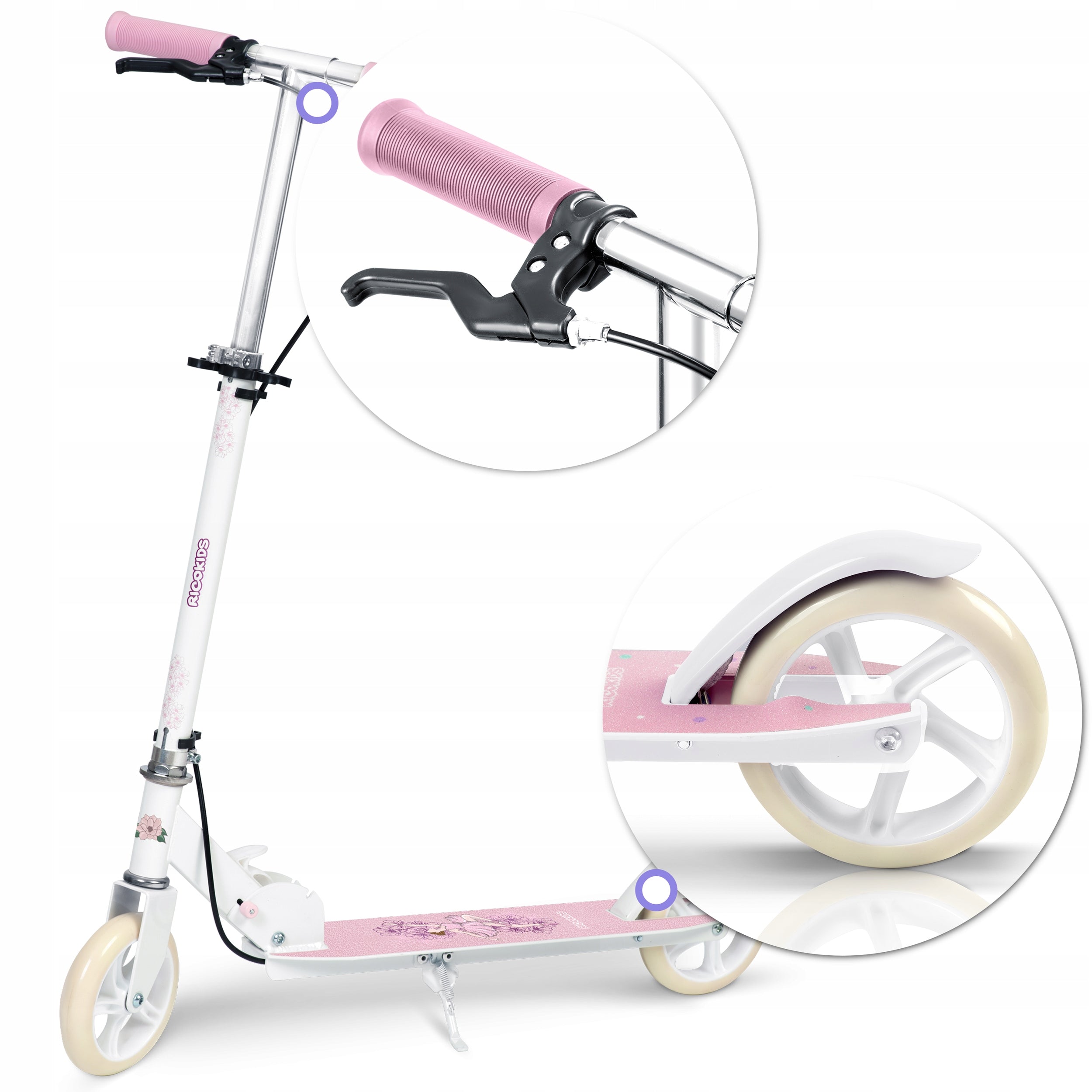 Two-wheeled scooter for children RicoKids Kodi folding city ABEC-7 Color white pink