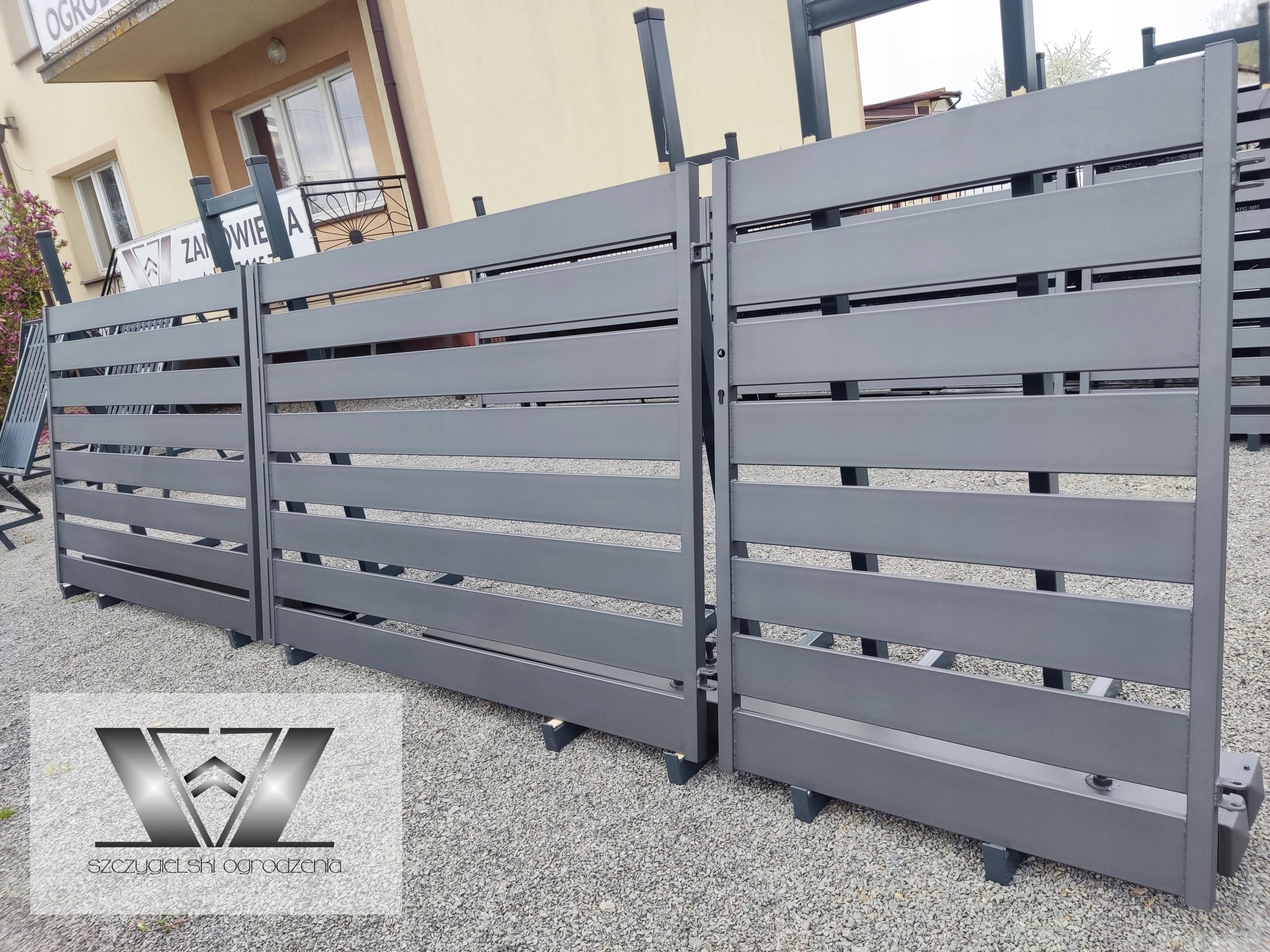 Two-wing fence gate 4Mx1,5M + Gate| profile 140x20 | GRAPHITE Brand no brand