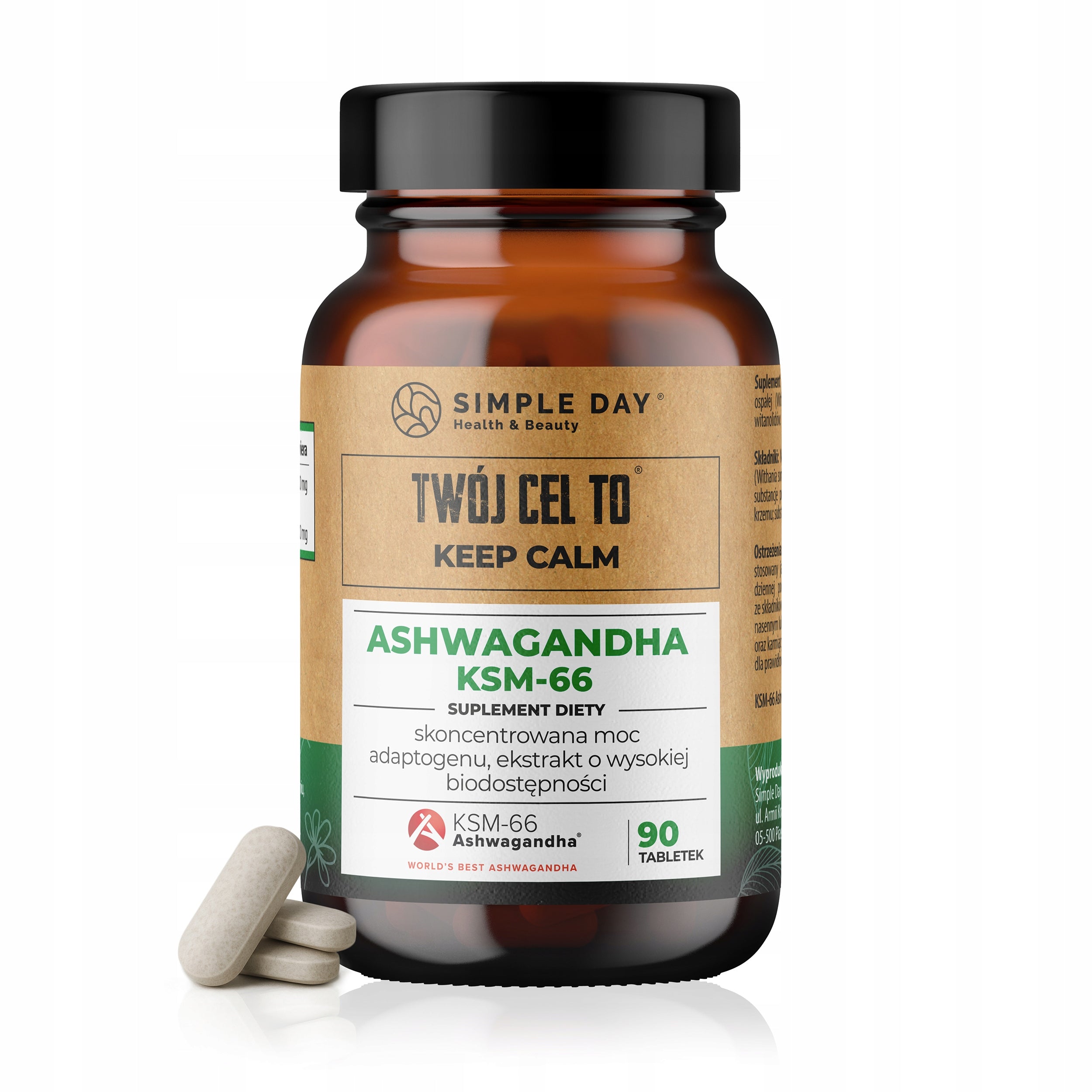 Twój Cel To ASHWAGANDHA KSM-66 Strong Extract for Nerves and Stress90 Tablets