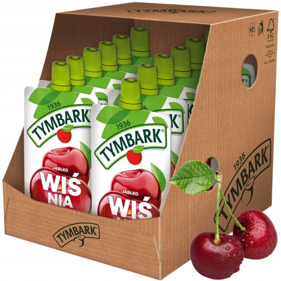 Tymbark Apple-Cherry-Taste Mousse - Banana 120 g x 12 Pieces