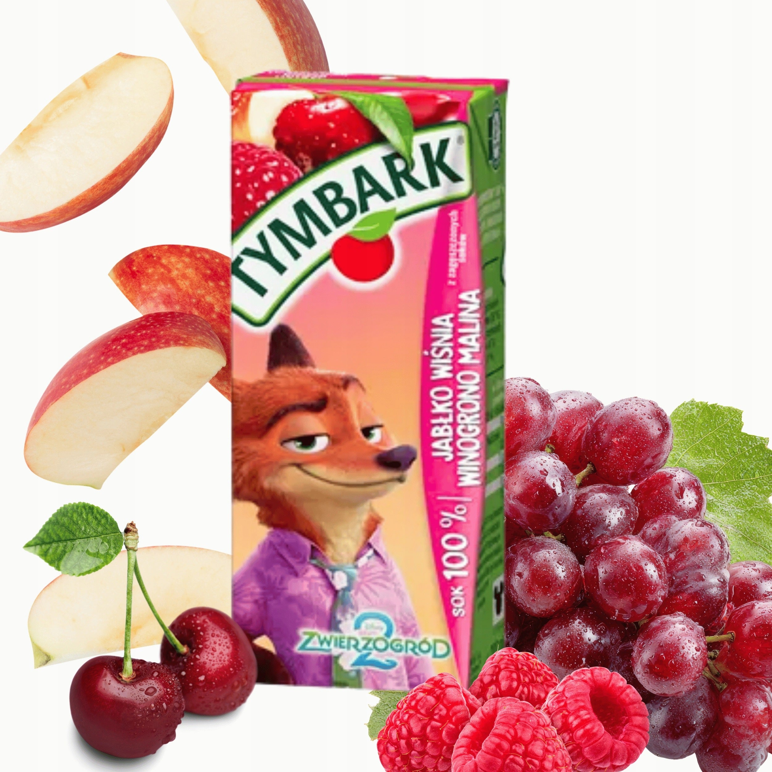 Tymbark Juice 100% apple cherry grape raspberry for children 200ml
