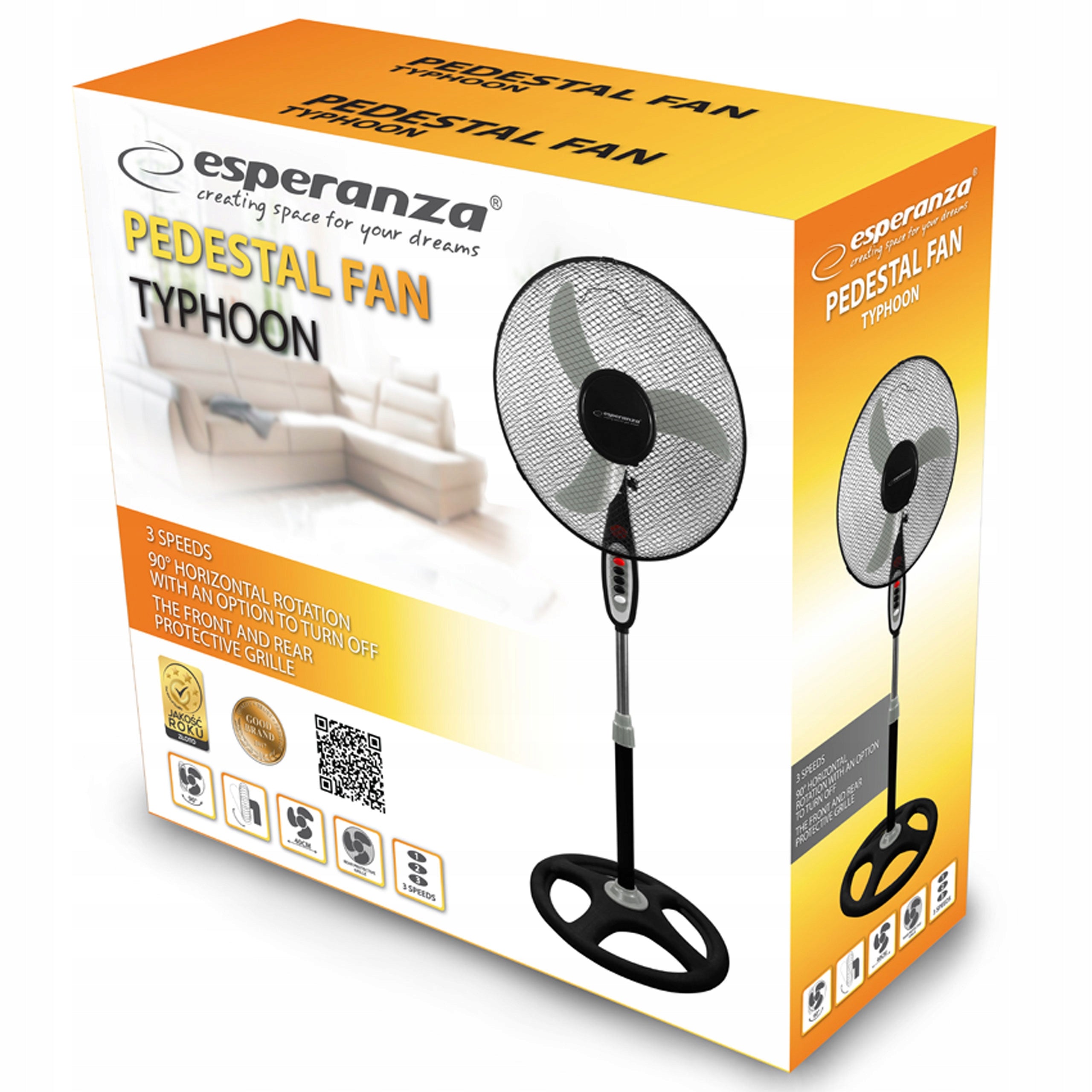 Typhoon FLOOR STANDING Fan FOR HOME WORK QUIET SOLID STRONG Brand Esperanza