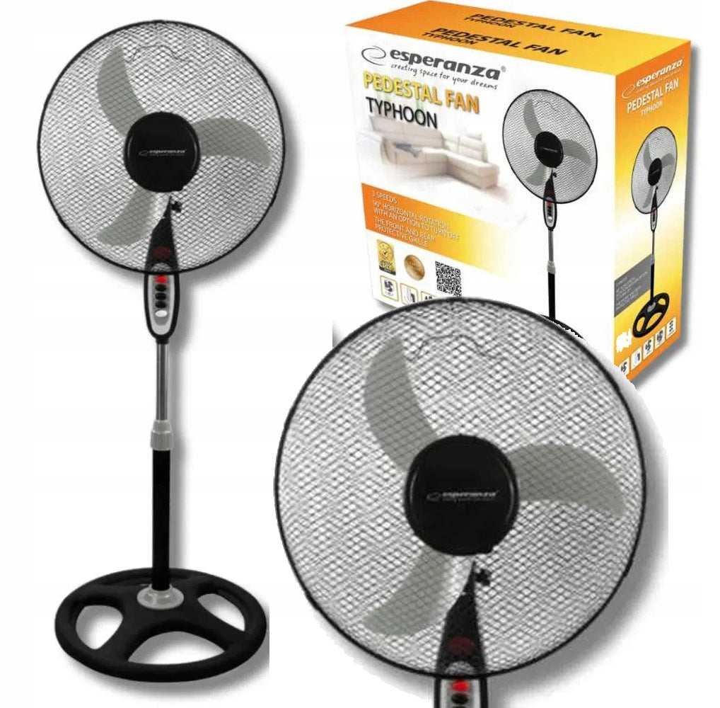 Typhoon FLOOR STANDING Fan FOR HOME WORK QUIET SOLID STRONG Dominant color black