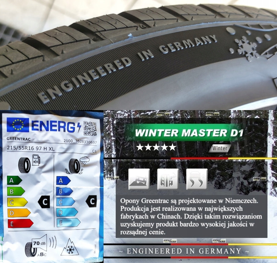 Tyres 215/55R16 Greentrac Winter Master D1 2pcs. 2025r 3 years of buzz. Season winter