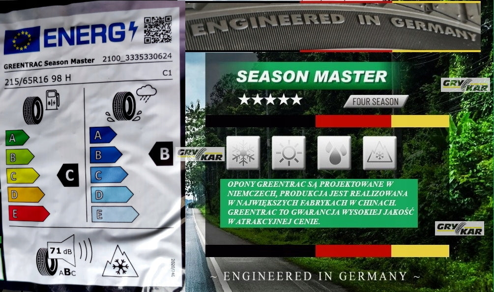 Tyres 215/65R16 Greentrac Season Master 2025r C/B/71dB 3 years of buzz. Season all-season