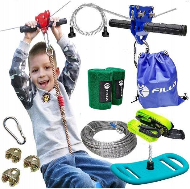 Tyrolean for children 30m NINJA SEAT REINFORCED ROPE rope downhill 120kg