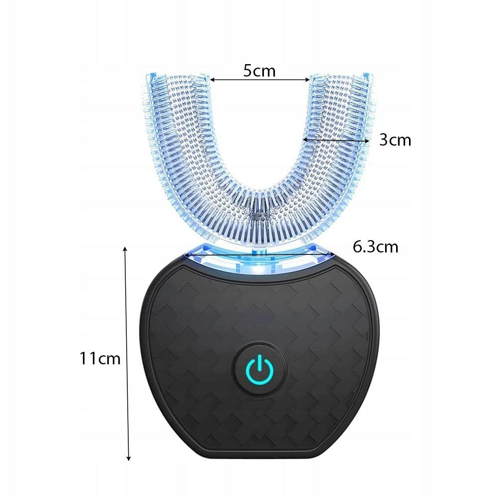 U Shaped Sonic Toothbrush 360 Degree Black Dominant color black