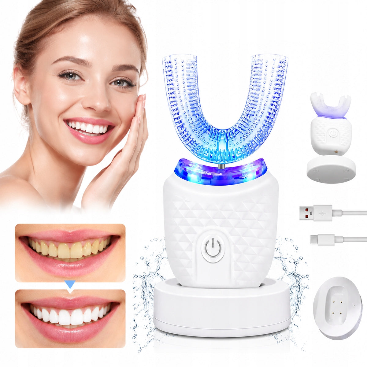 U-shaped electric toothbrush – 3 modes, IPX7, USB-C charging