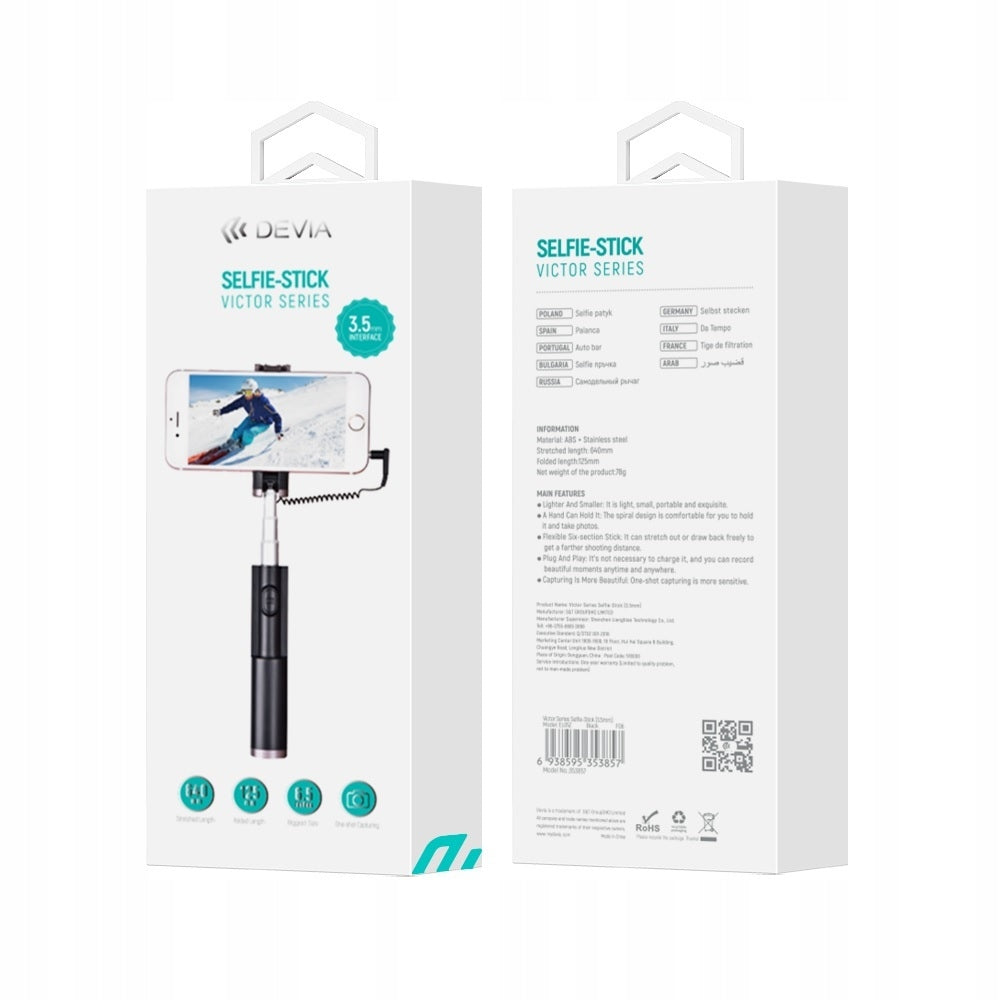 Selfie-Stick Devia Victor 3,5 mm schwarz 
