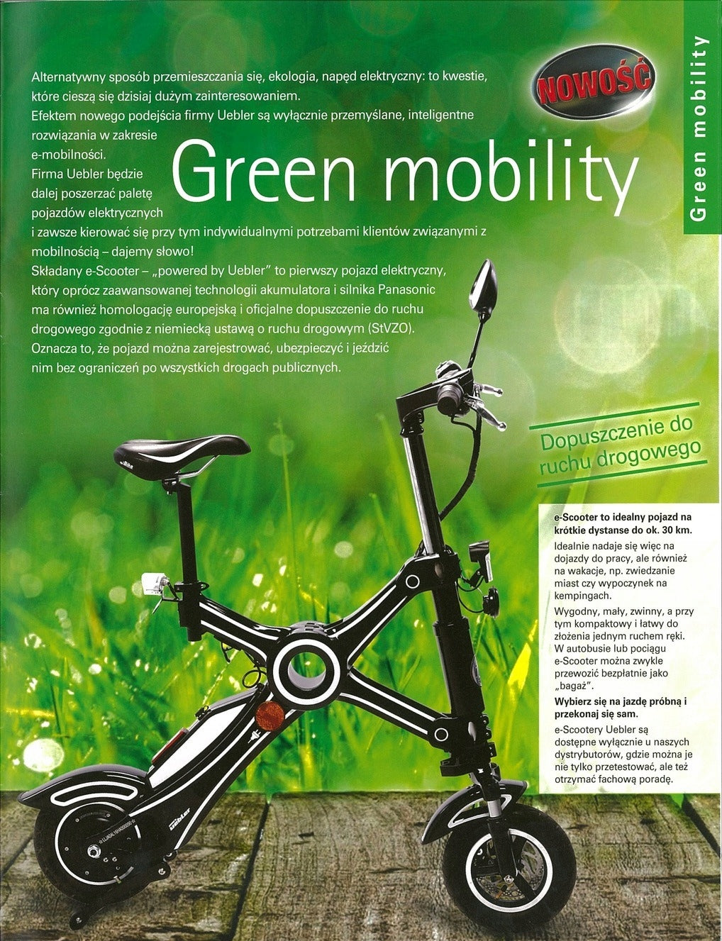 UEBLER FOLDING ELECTRIC SCOOTER Engine power 250 W