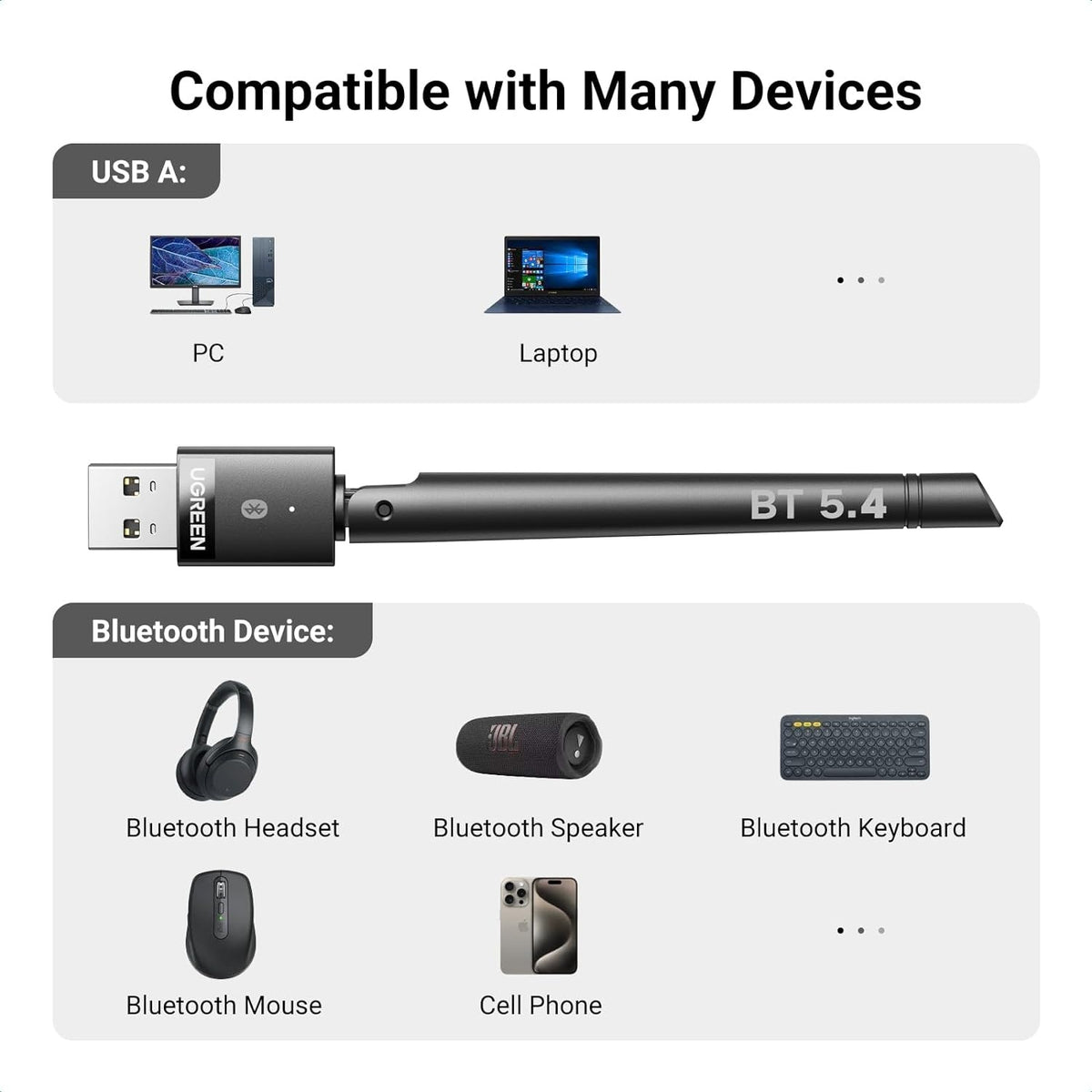 UGREEN 35059 Bluetooth 5.4 Adapter for PC Product weight with unit packaging 0.059 kg