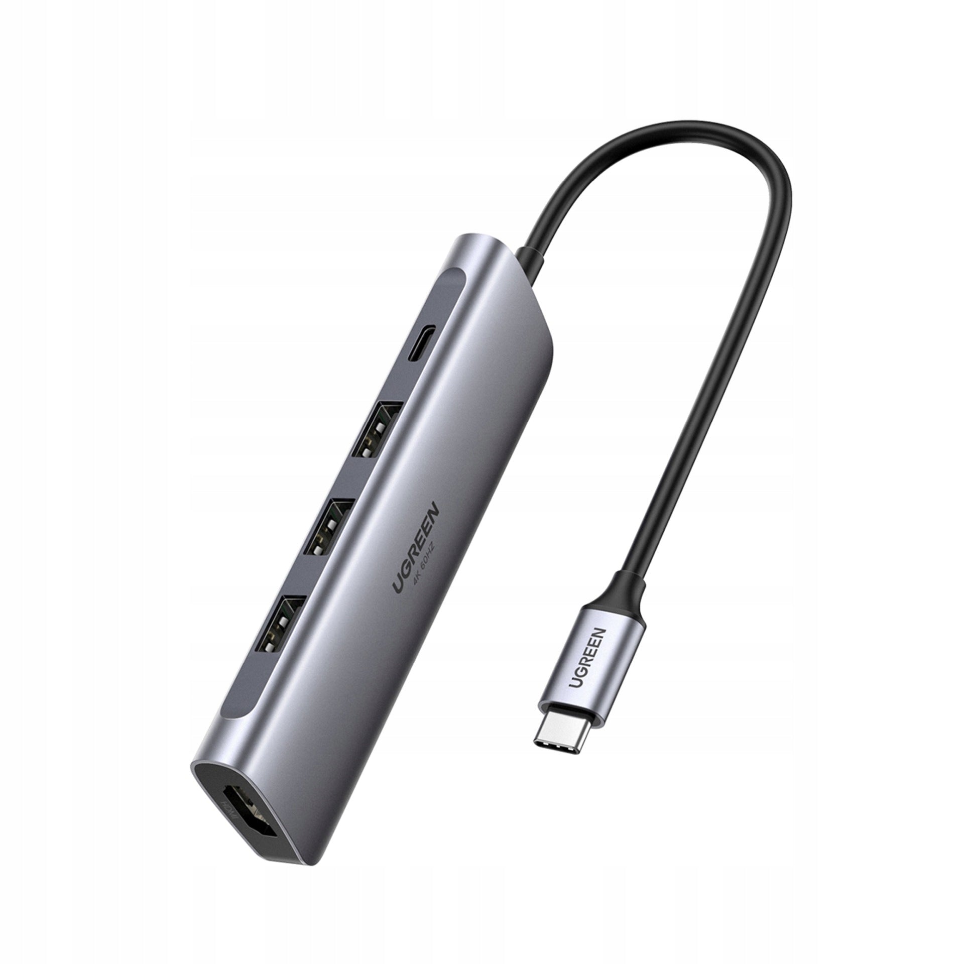 Adapteris Ugreen 5in1 Hub USB-C/3x USB 3.0/HDMI 4K/USB-C PD