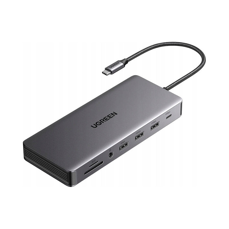 UGREEN HUB ADAPTER USB-C TO 4XUSB/ HDMI/ DISPLAYPORT/RJ45/SD/TF 100W