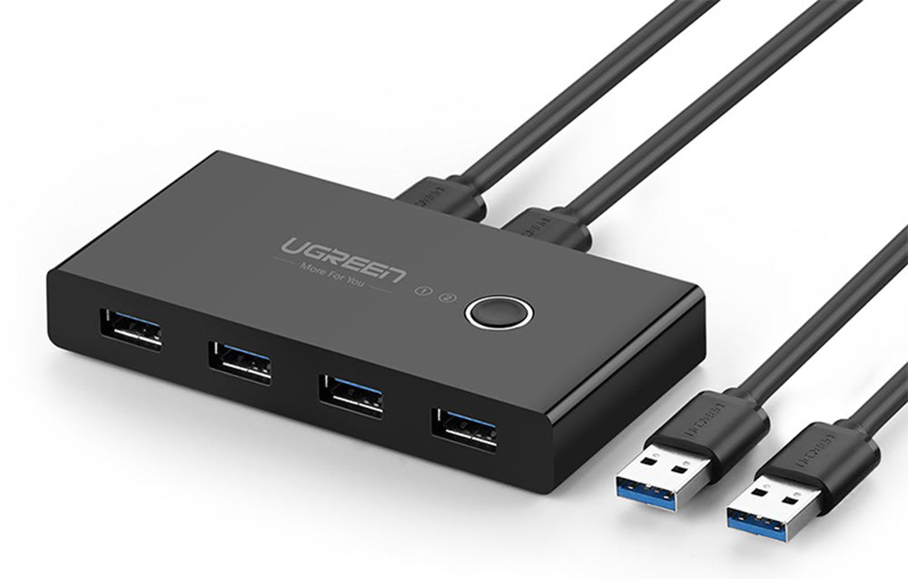 UGREEN SWITCH ADAPTER SWITCH BOX KVM USB 2x4 USB 3.0 + CABLES 2PCS