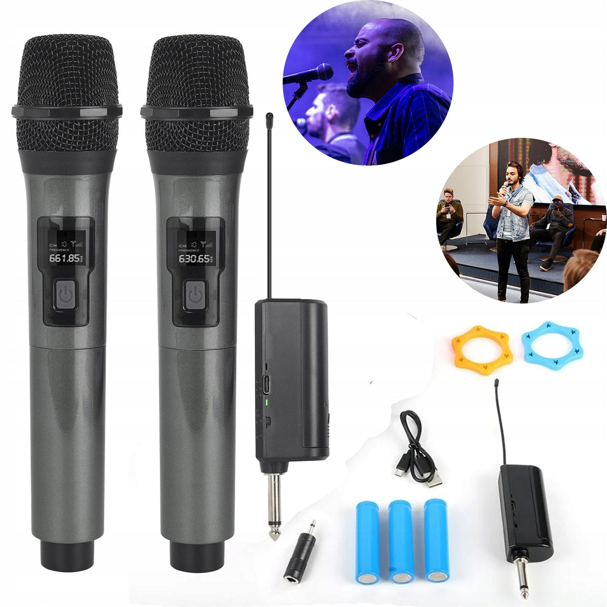 UHF WIRELESS MICROPHONE 2PCS/ Constant Frequency Professional Quality