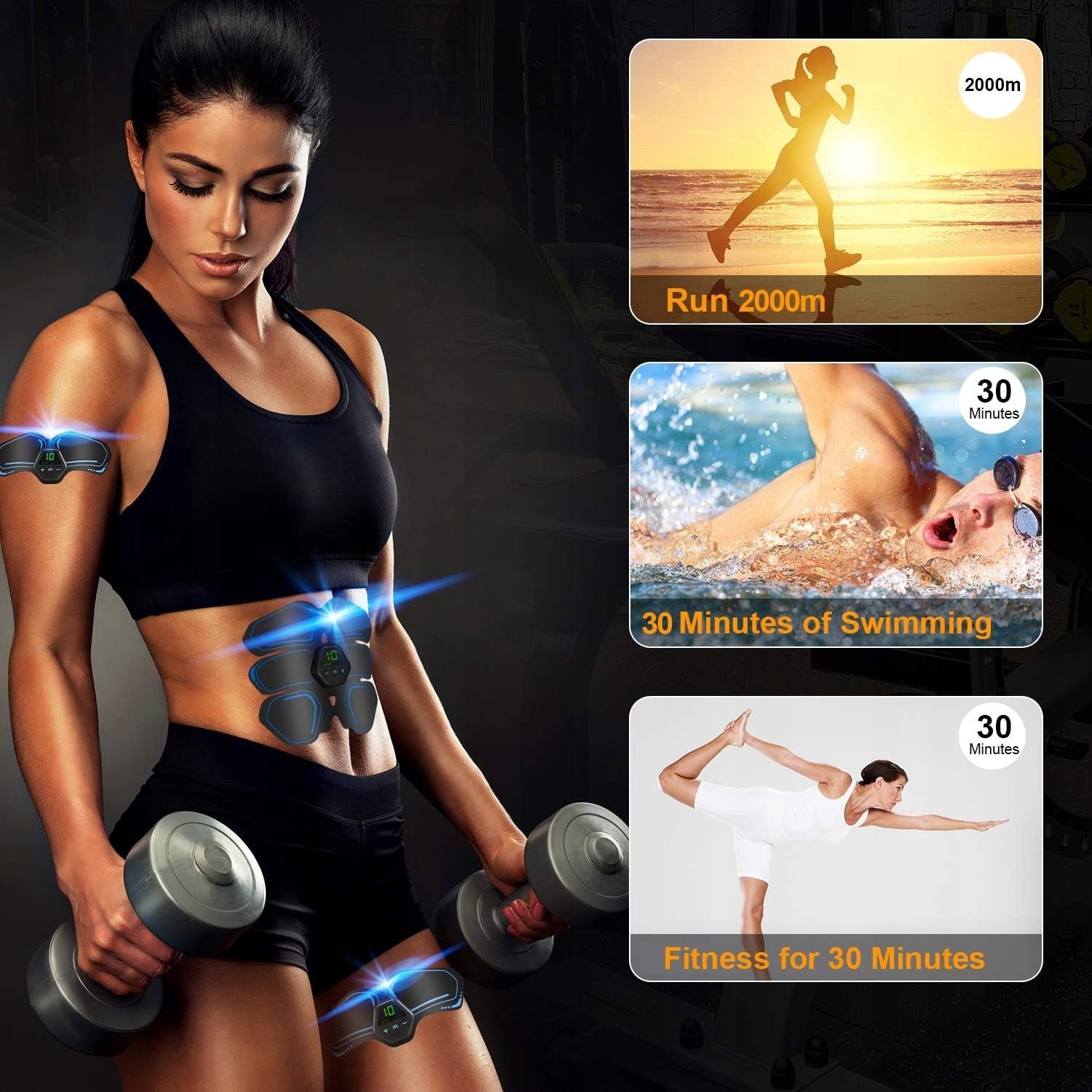 UIHOL EMS Abdominal Muscle Trainer with LCD, 10 Modes, 20 Intensity, USB Brand no brand