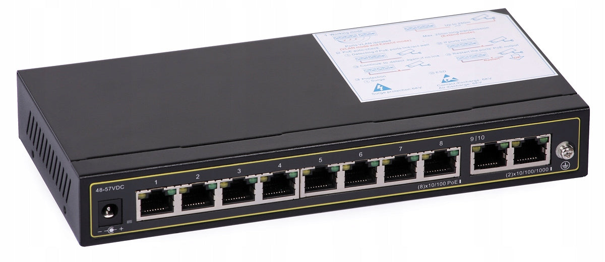 ULTIPOWER PRO0208afat PoE Switch with 10x RJ45 Ports (8x PoE+)