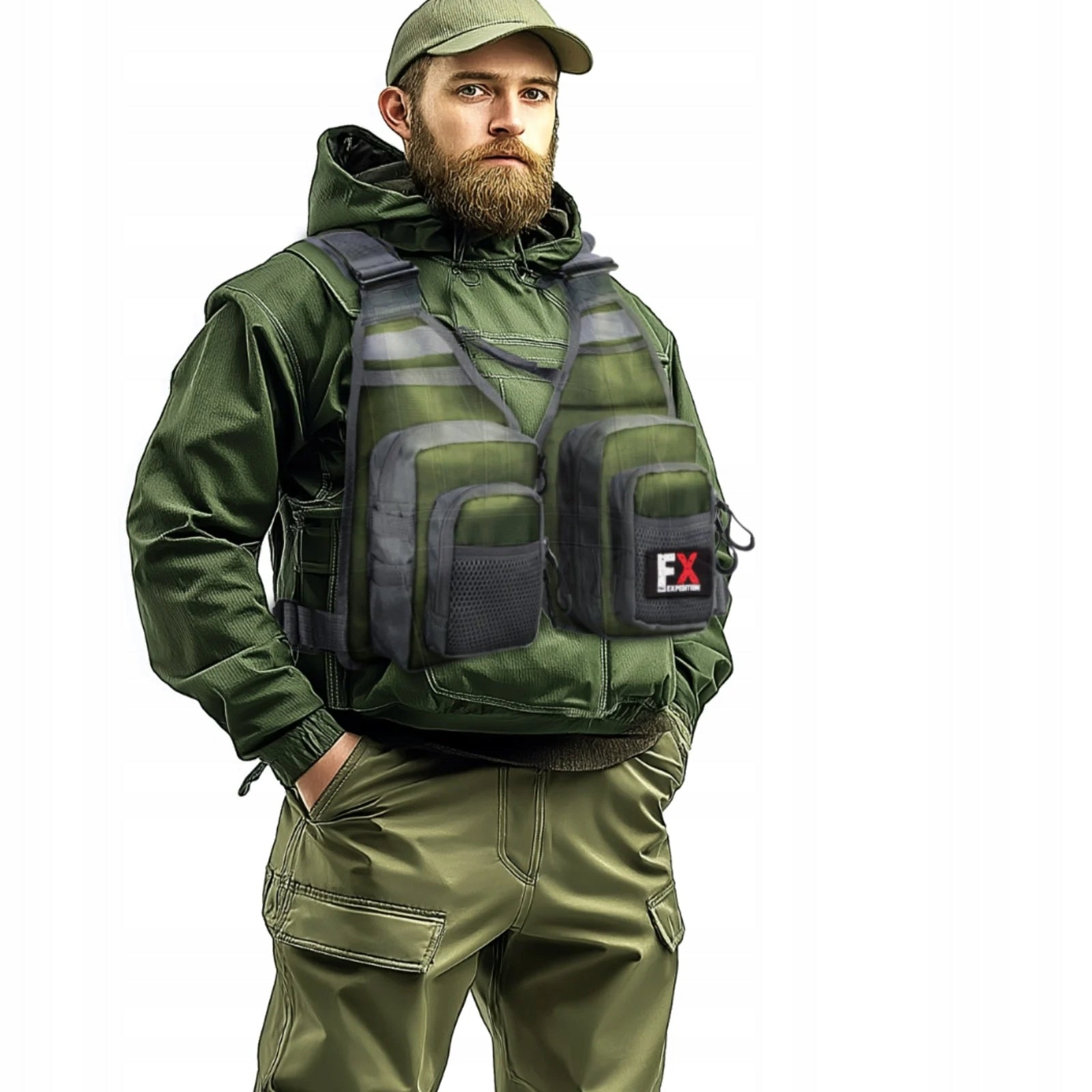ULTRA-LIGHT MILITARY FISHING VEST WITH VENTILATION AND MULTIPLE POCKETS Manufacturer code FE PROVEST II KAMIZELKA WĘDKARSKA UNIWERSALNA