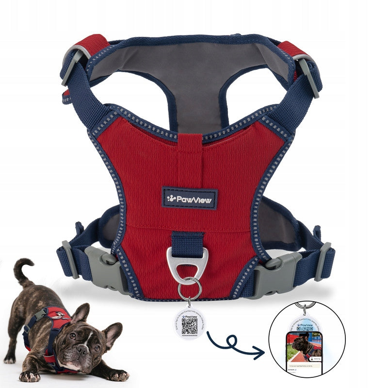 ULTRA LIGHT PRESSURE FREE DOG HARNESS 100g PawView ADJUSTABLE QR ID TAG