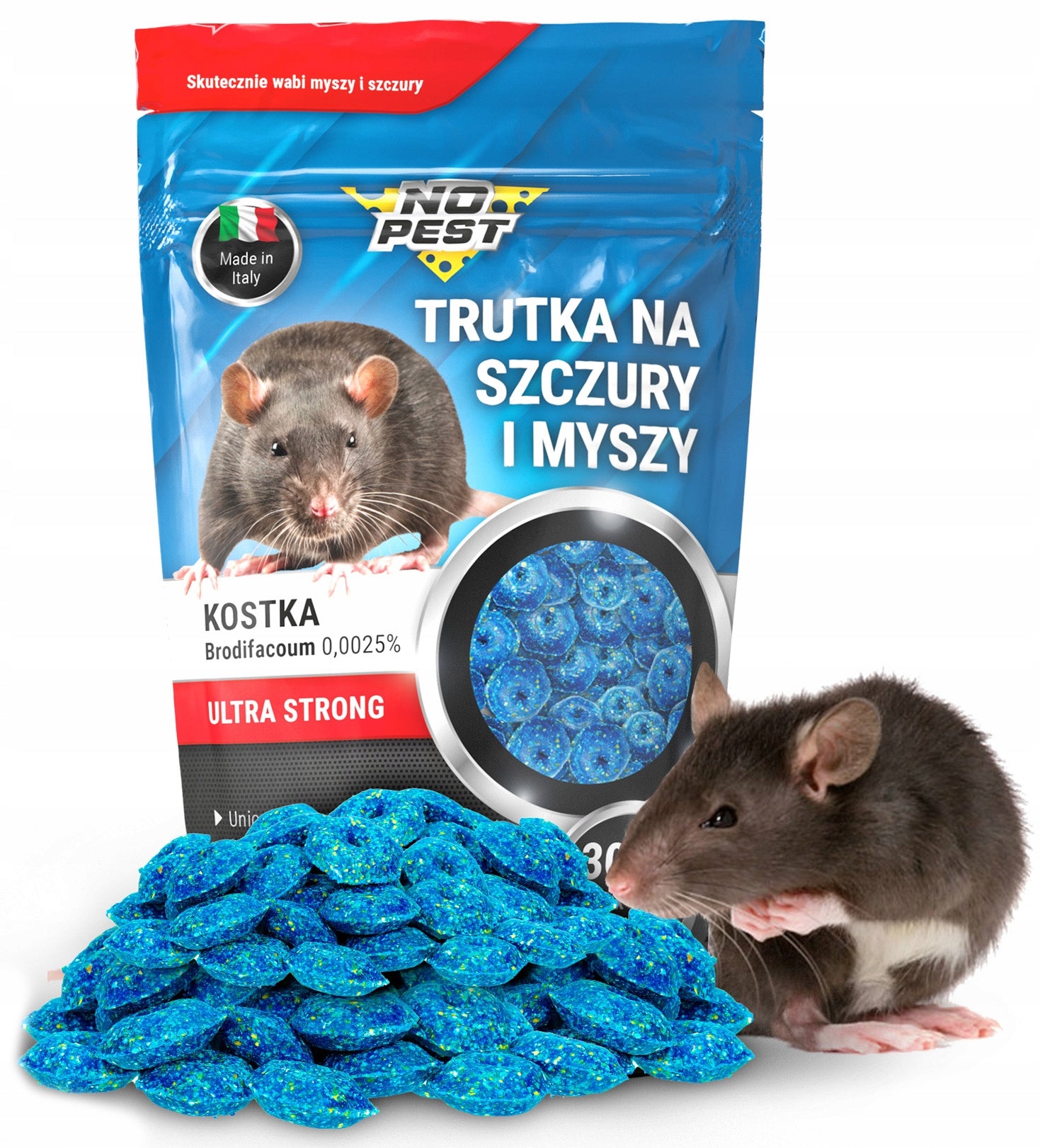 ULTRA STRONG POISON FOR RATS AND MICE CUBE NO PEST BRODIFACOUM 300G