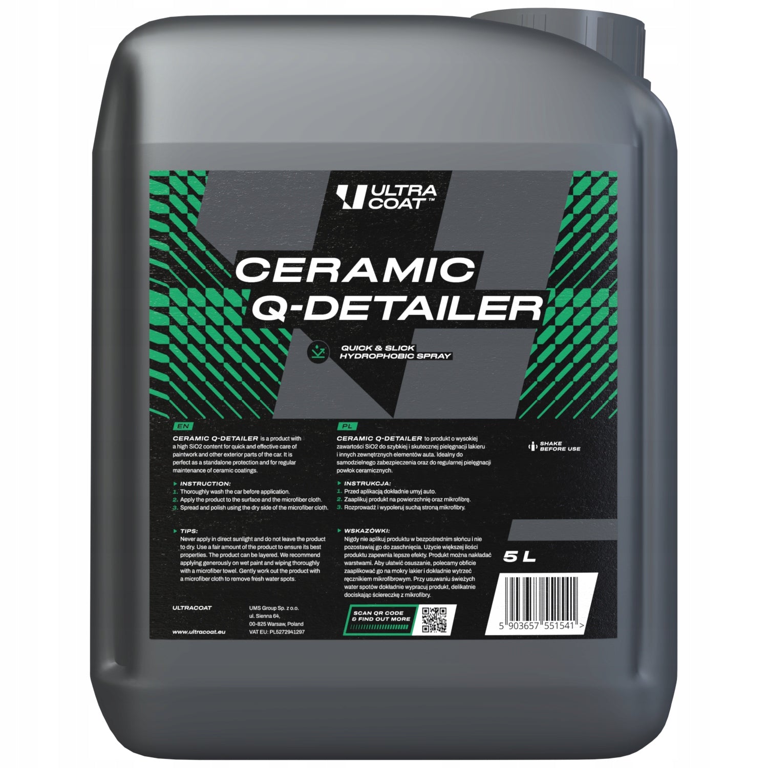 ULTRACOAT CERAMIC Q-DETAILER 5L CERAMIC QUICK DETAILER POLISHES VARNISH