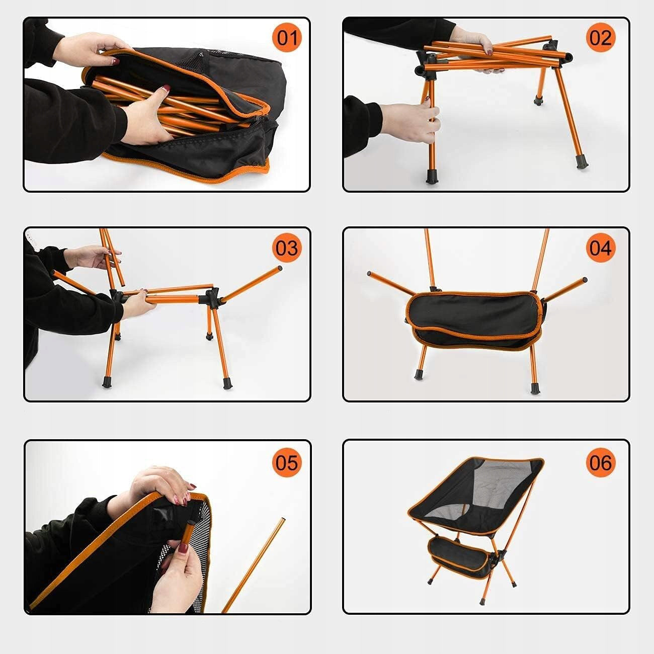 ULTRALIGHT CAMPING CHAIR, PORTABLE FOLDING CAMPING CHAIR Color orange
