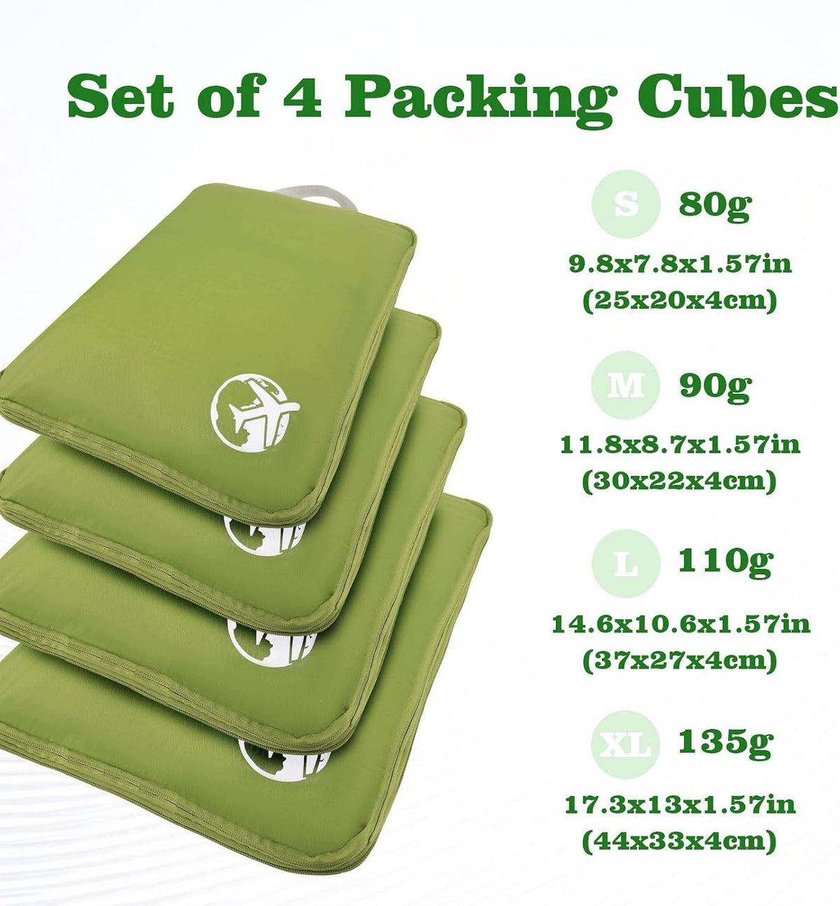 ULTRALIGHT COMPRESSION CUBES FOR SUITCASE FOLDING EXPANDABLE Color green