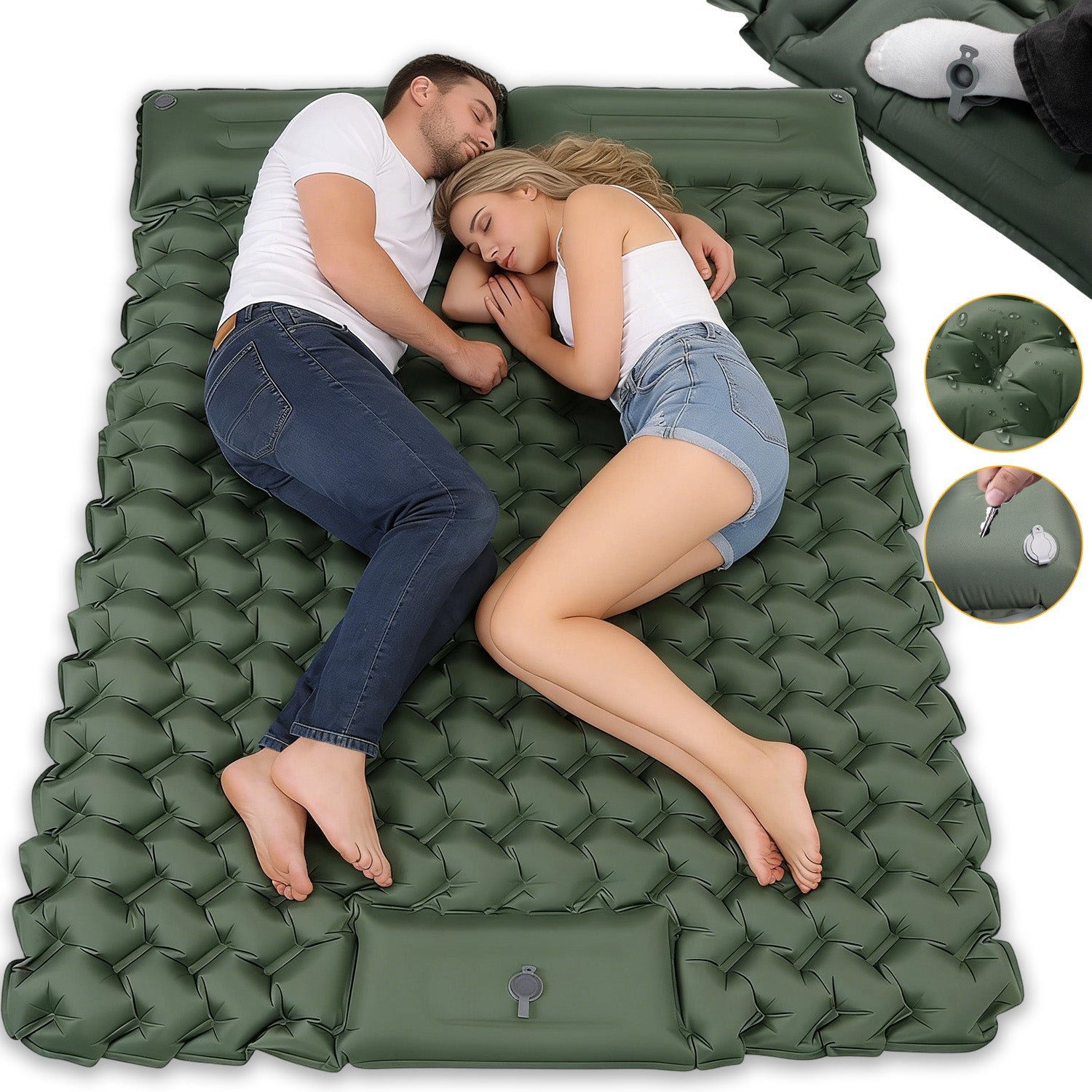 ULTRALIGHT HIKING MATTRESS CAMPING MAT 195X120X8 CM WITH PILLOW