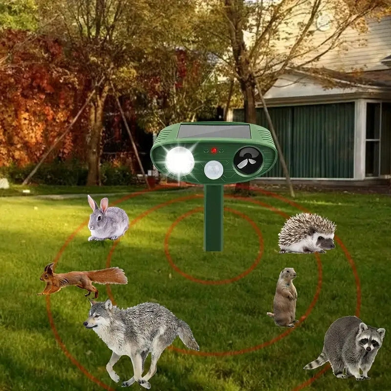 ULTRASONIC ANIMAL REPELLENT CAT MOLES DOGS SOLAR PIR LED Kind repellent