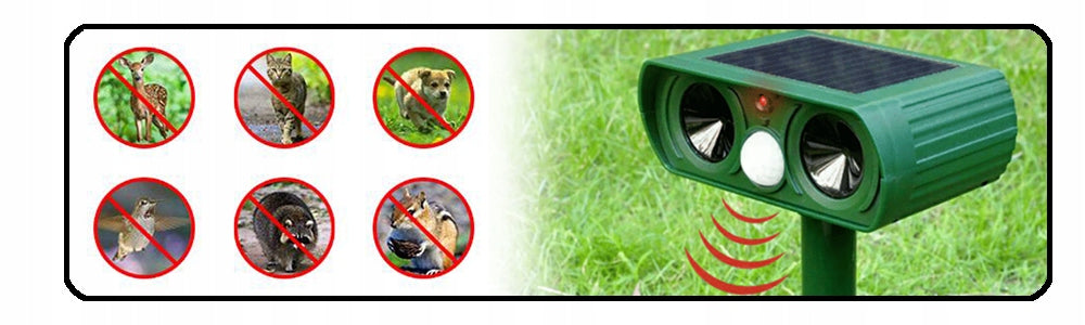 ULTRASONIC ANIMAL REPELLENT CAT MOLES DOGS SOLAR PIR LED Manufacturer code 0006A01