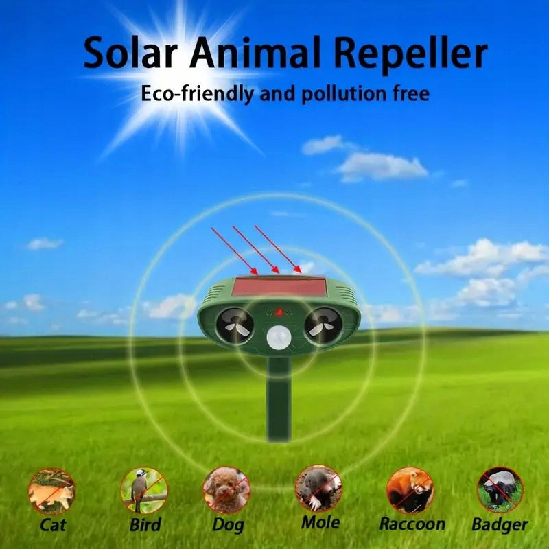 ULTRASONIC ANIMAL REPELLENT CAT MOLES DOGS SOLAR PIR LED Product weight with unit packaging 1 kg