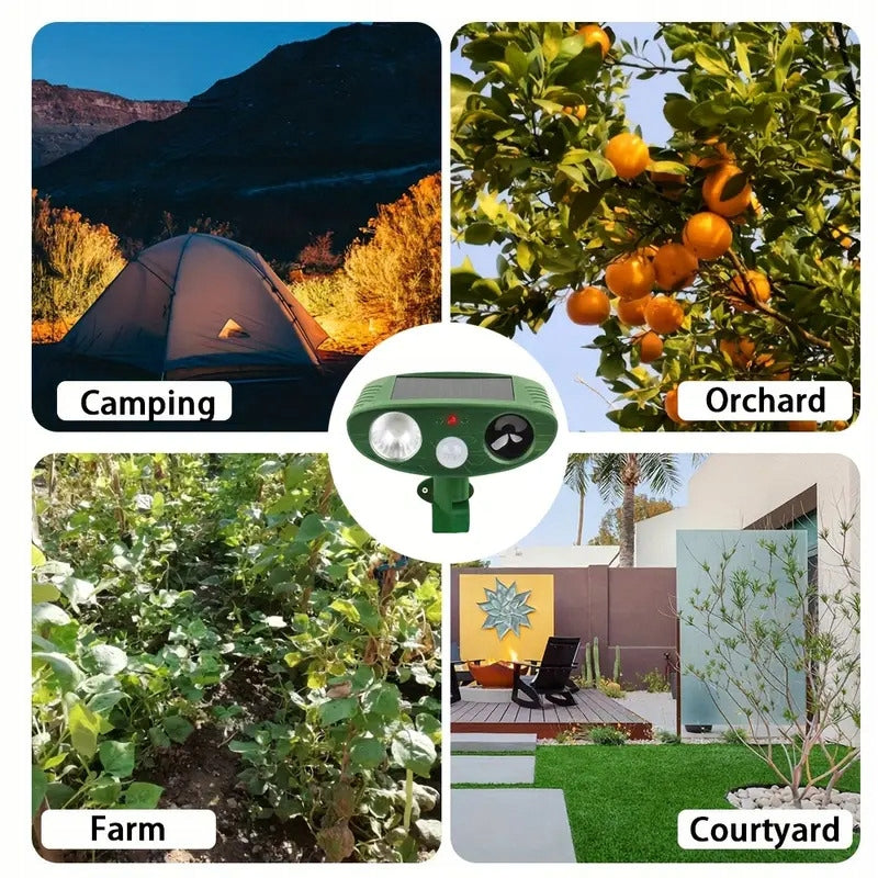 ULTRASONIC ANIMAL REPELLENT CAT MOLES DOGS SOLAR PIR LED Use Against cats martens mice dogs birds wild animals