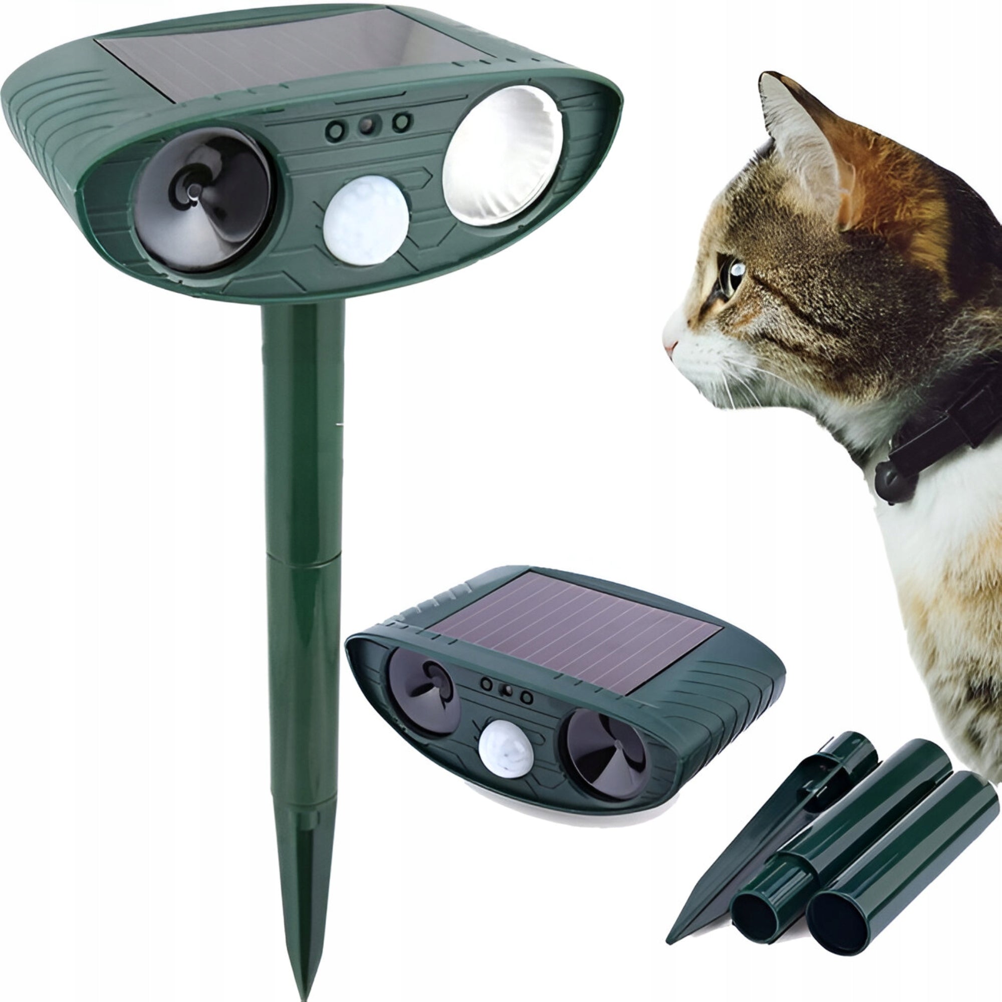 ULTRASONIC ANIMAL REPELLENT CAT MOLES DOGS SOLAR PIR LED