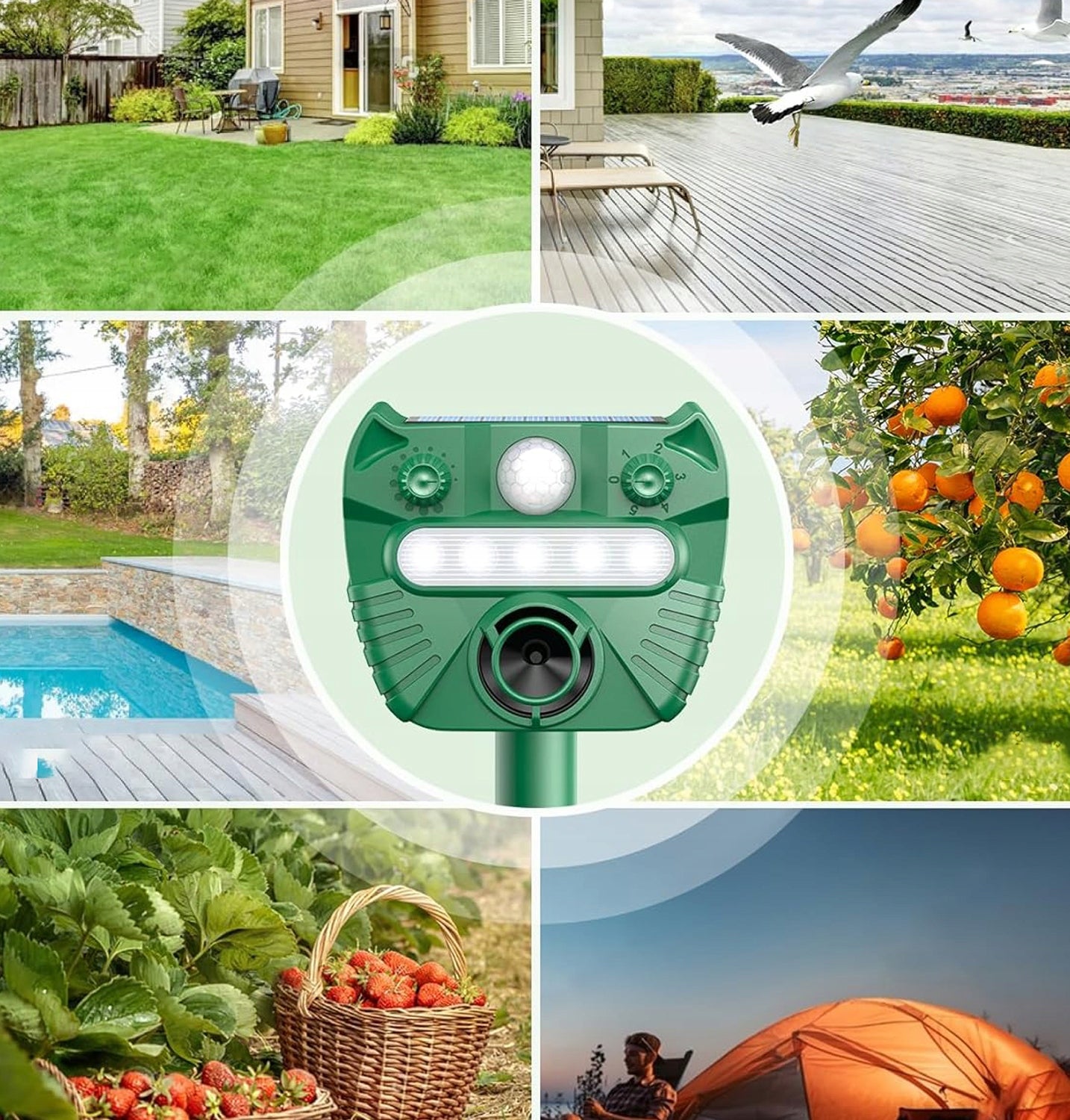 ULTRASONIC DEER REPELLENT WILD ANIMAL DETERRENT 5 MODES Use Against cats martens mice dogs birds wild animals