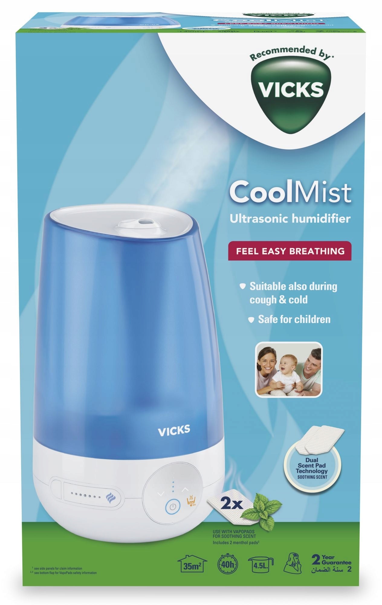 ULTRASONIC HUMIDIFIER VICKS VUL565E4 COOL MIST Type ultrasonic humidifier