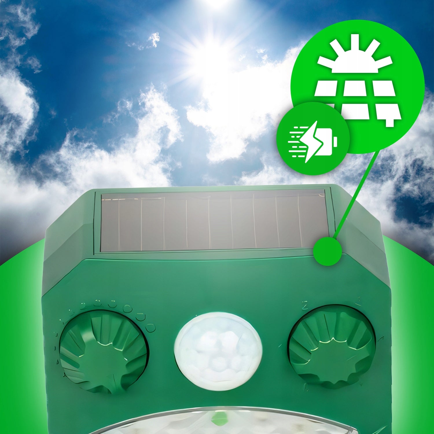 ULTRASONIC-LIGHT DETERRENT SOLAR RODENT ANIMALS WATERPROOF Packaging status original