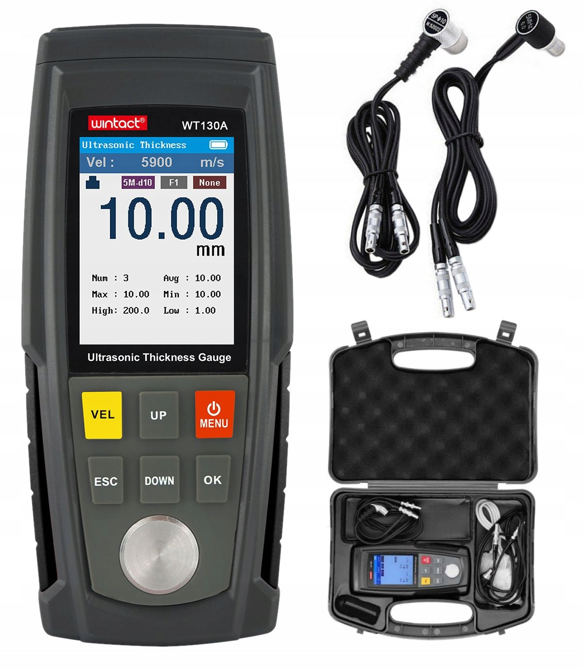 ULTRASONIC PAINT COATING MATERIAL THICKNESS GAUGE TESTER WITH PROBE