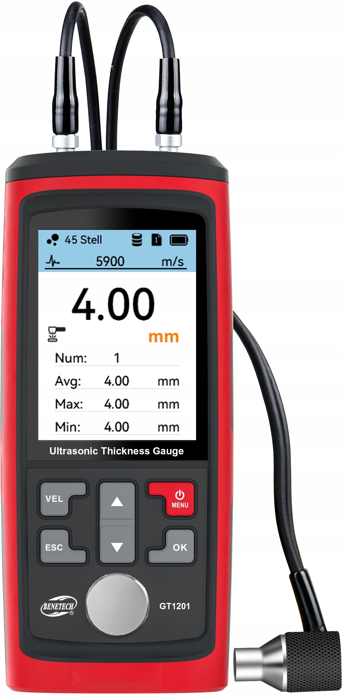 ULTRASONIC PAINT COATING MATERIAL THICKNESS METER PROBE 1-300mm LCD Brand Benetech