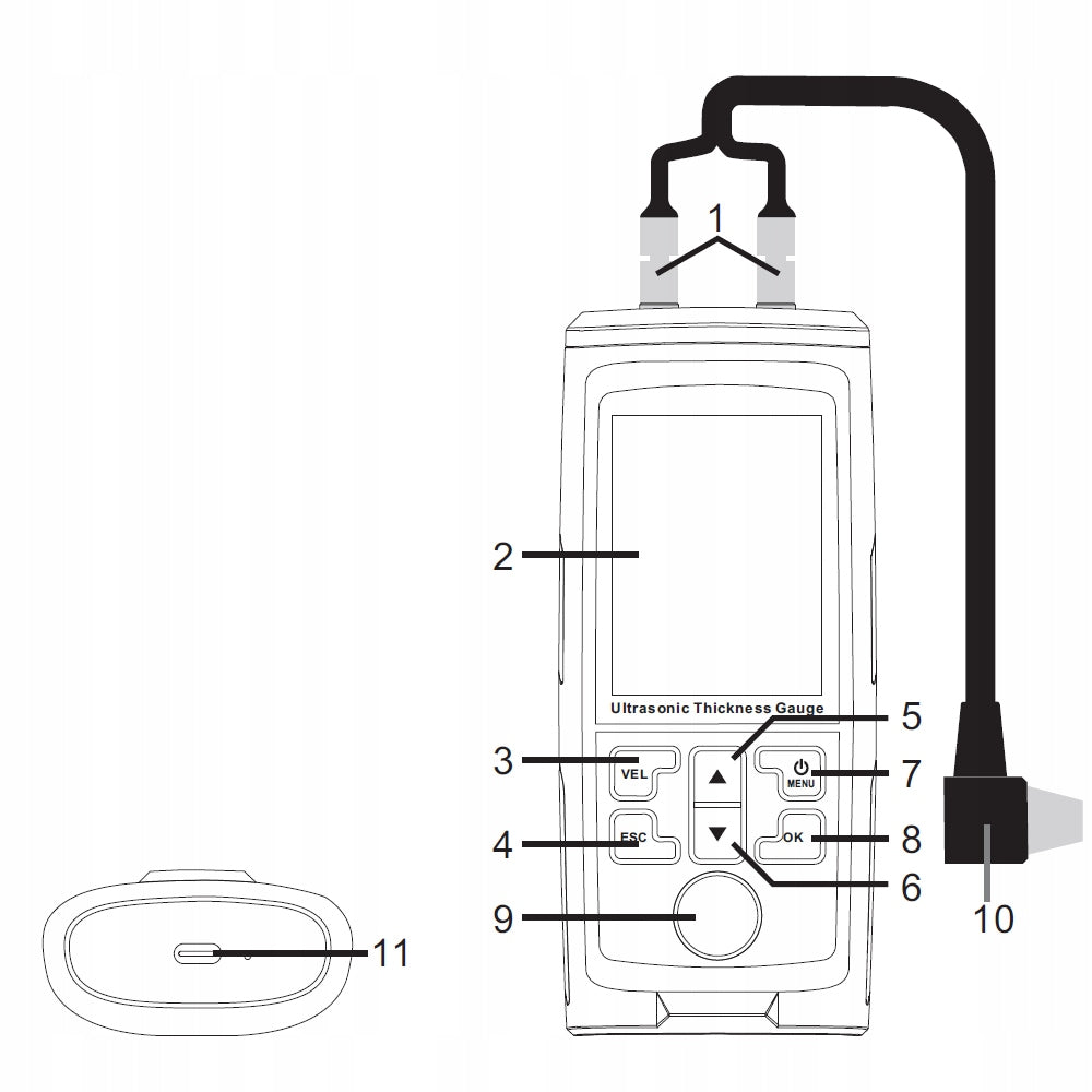 ULTRASONIC PAINT COATING MATERIAL THICKNESS METER PROBE 1-300mm LCD Manufacturer code GT1201