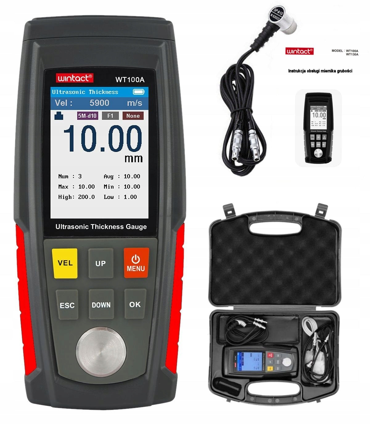 ULTRASONIC PAINT THICKNESS GAUGE COATING TESTER SENSOR WITH LCD PROBE