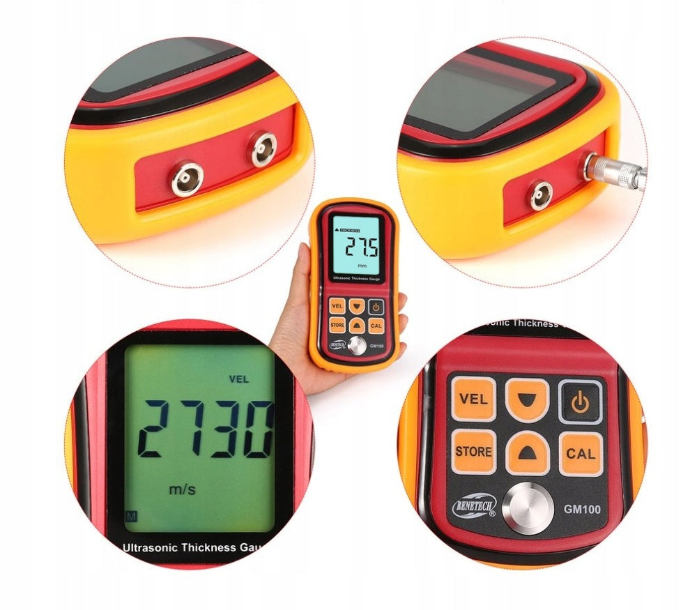 ULTRASONIC THICKNESS GAUGE OF SOLID MATERIALS AND VARNISH COATING 1-22mm Brand Benetech