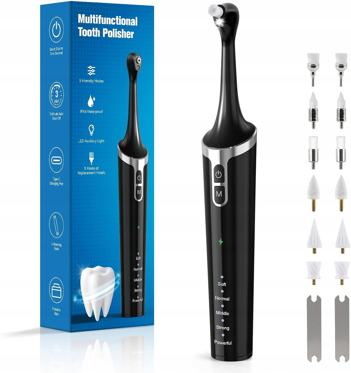 ULTRASONIC TOOTH SCALER LED Polishing Brush, 5 Modes