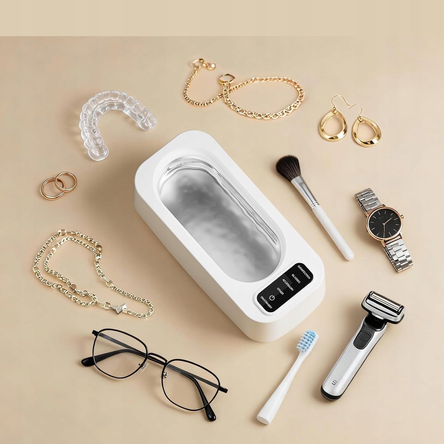 ULTRASONIC WASHER PROSTHESIS UV STERILIZER FOR JEWELRY GLASSES CLOCKS Brand Anytech