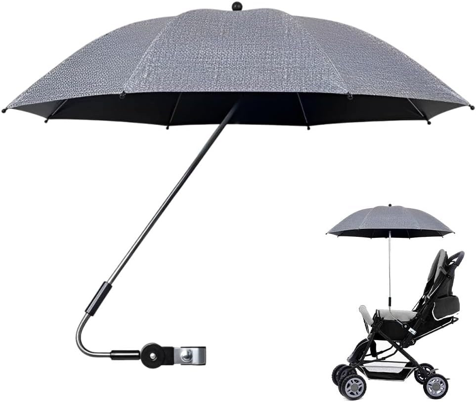 UMBRELLA FOR BABY STROLLER UV 50+ UNIVERSAL 82cm WATERPROOF GREY